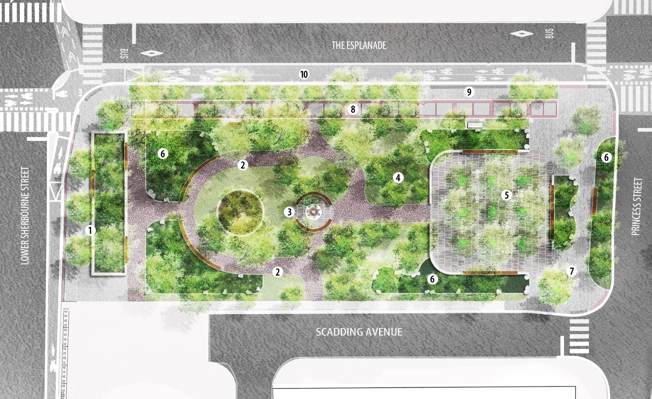 Detailed rendered plan for Block 5 of David Crombie Park
