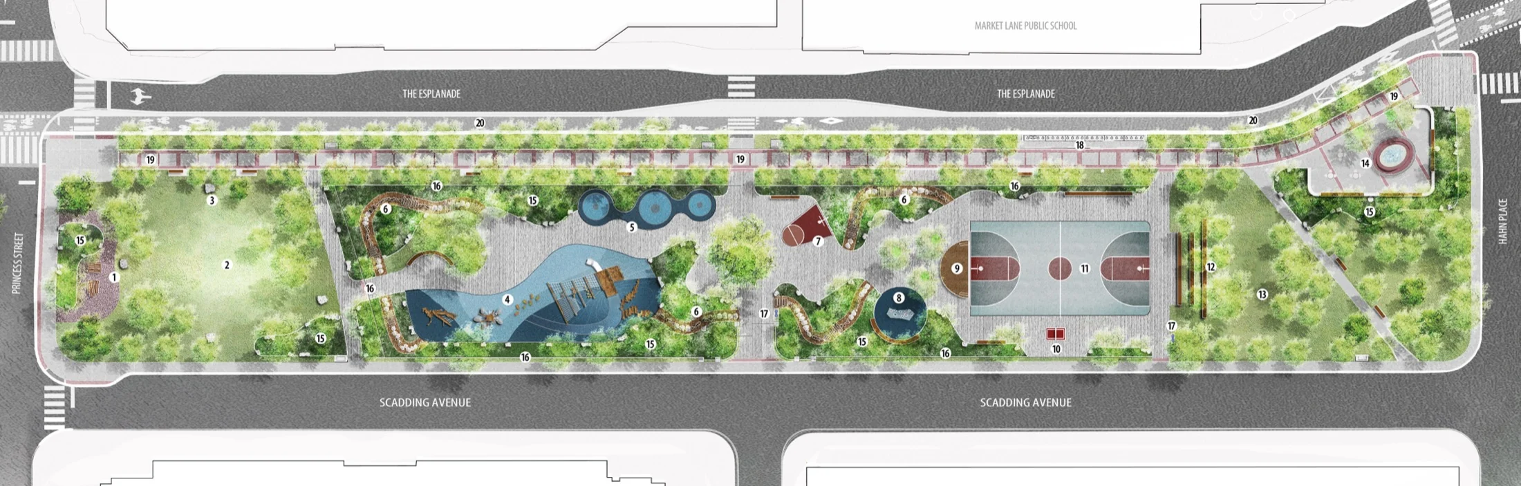 Detailed rendered plan for Block 6 of David Crombie Park